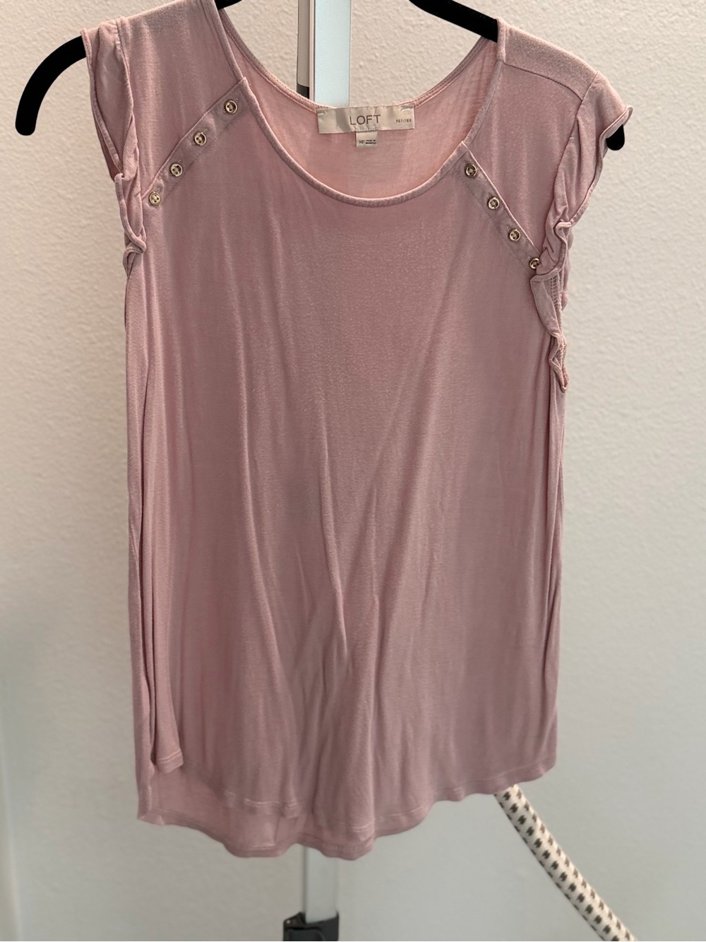 LOFT Dusty Pink Cap Sleeve Blouse with Button Accents